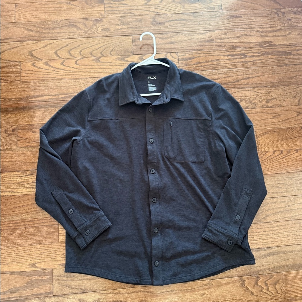 FLX Men's Long Sleeve Button-Up Sweater Shirt - Charcoal